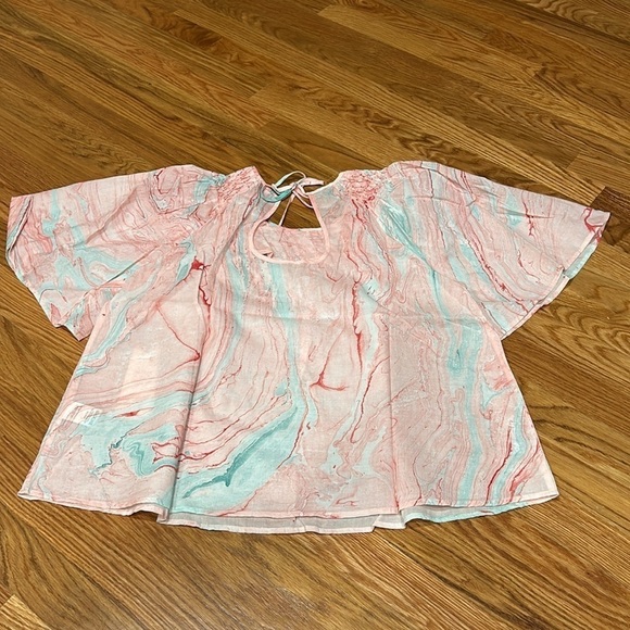 St. roche cotton candy marbel honeycomb boho top relaxed pink blue 10 new - Picture 8 of 8